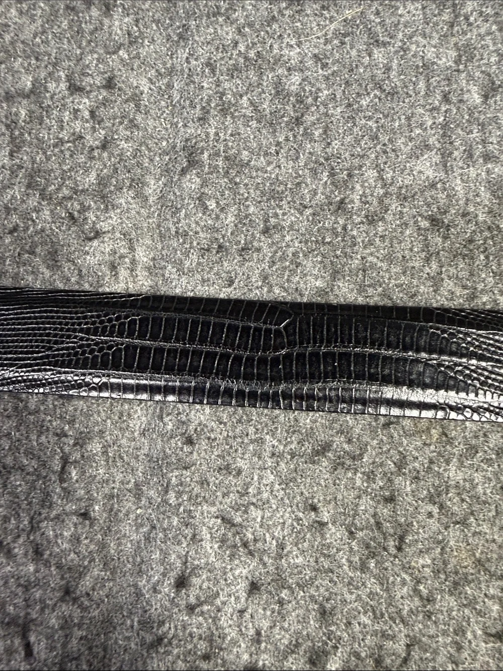 Johnson and Murphy Men's Black Croc-Embossed Leather Belt with Silver Buckle